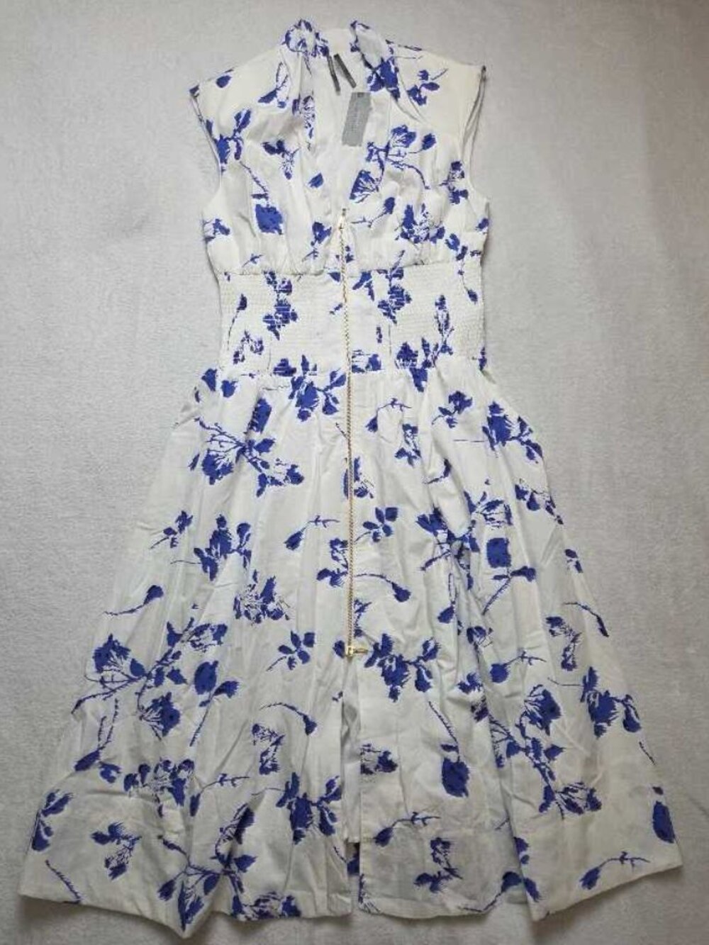 New MP Anthropologie Tommie zip-front midi dress with shoulder pads M Petite